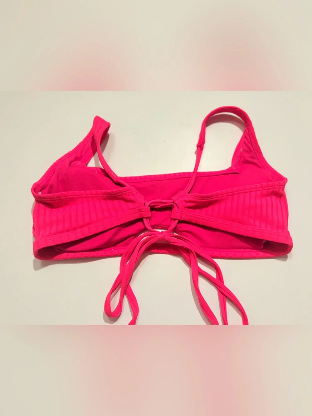 Xhilaration Hot Pink Ribbed Bikini Top
